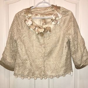 🧵 Beige Eyelet Floral Blazer